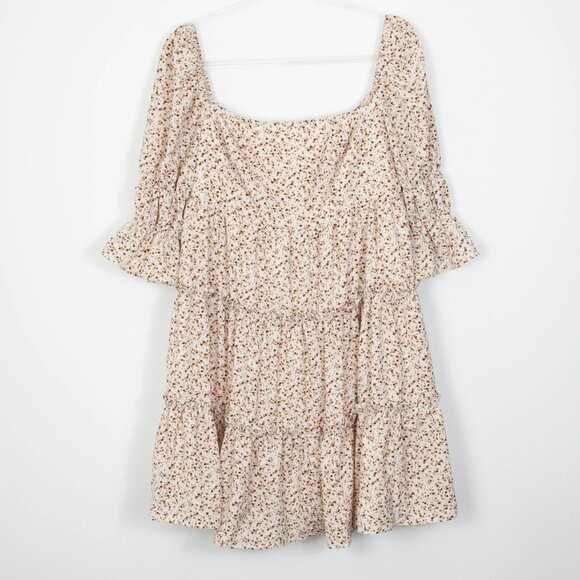 Exlura Dresses & Skirts - Exlura Womens Floral Tiered Babydoll Mini Dress Peasant Size XL Square Neck Boho